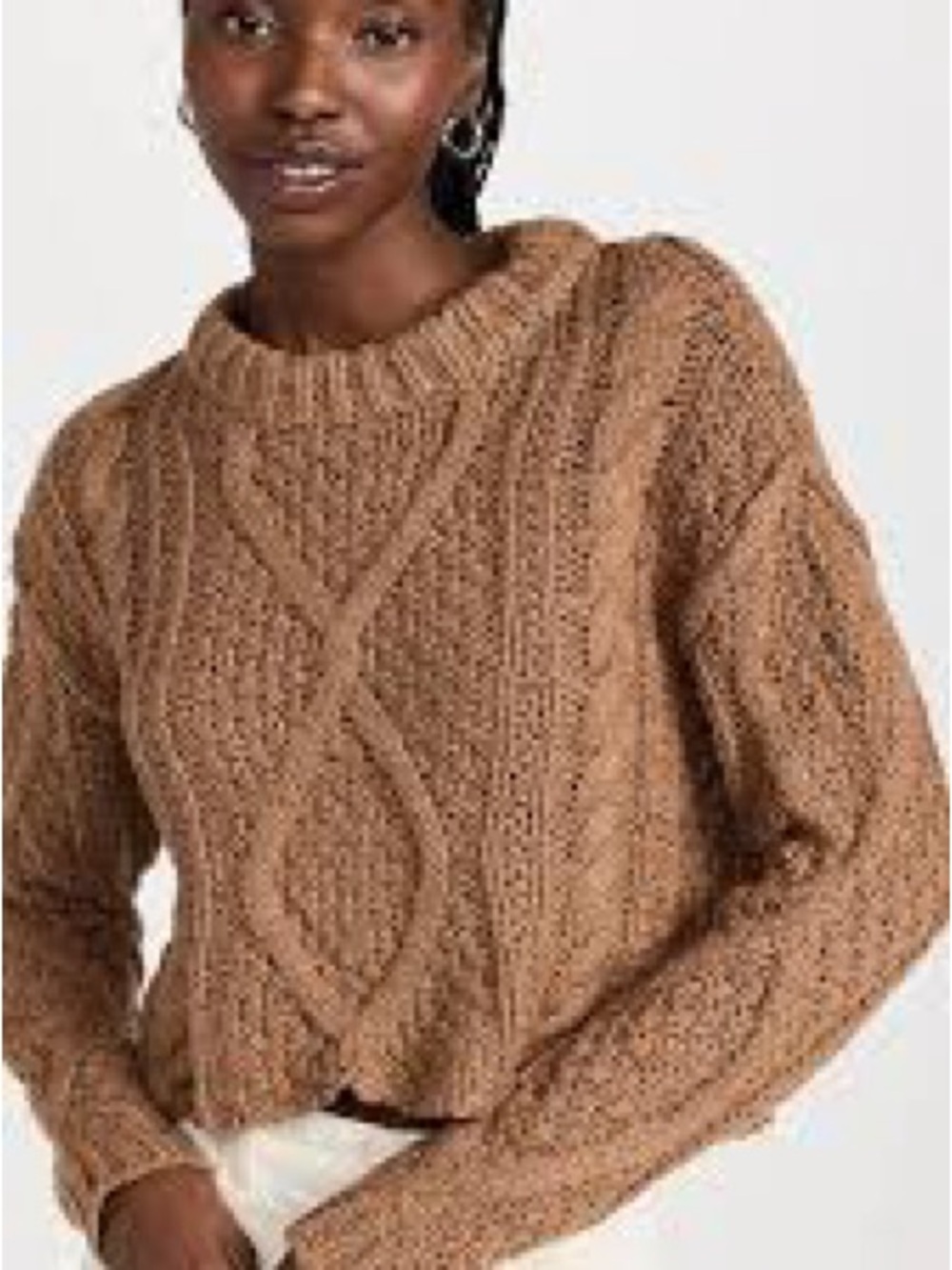 Free People Cutting Edge Cable Crewneck Sweater